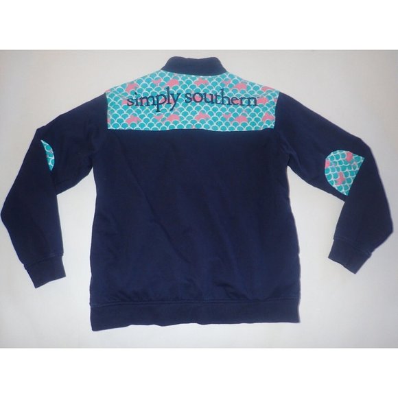 Simply Southern Women’s Size L Long Sleeve 1/4 Zip Sweatshirt Elbow Patch Preppy - Picture 8 of 9